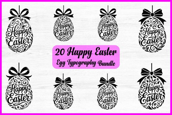 Download 20 Happy Easter Typography Egg Bundle - Easter typography Collection