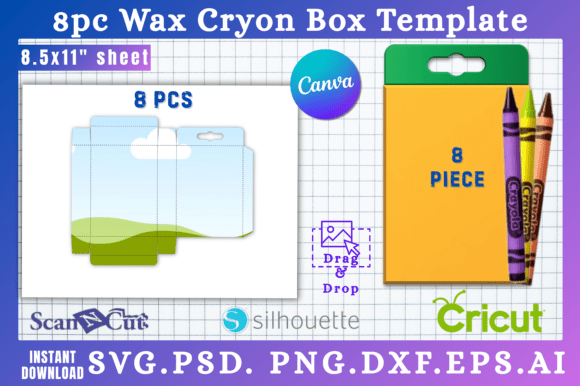 Download 8pc Wax Cryon Box SVG &amp; Canva Templates - Premium Resources