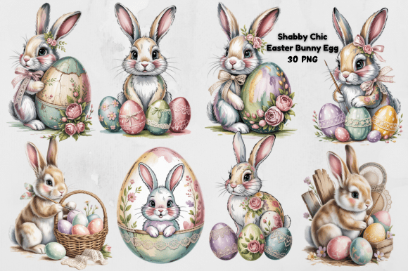 Download Shabby Chic Easter Bunny Egg PNG Bundle - Shabby chic easter Collection