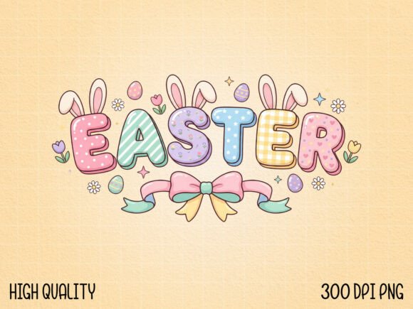 Download Easter Typography with Bunny Ears PNG - Easter typography Collection