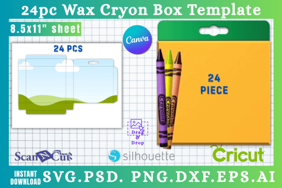 Download 24pc Wax Cryon Box SVG &amp; Canva Templates - Premium Resources
