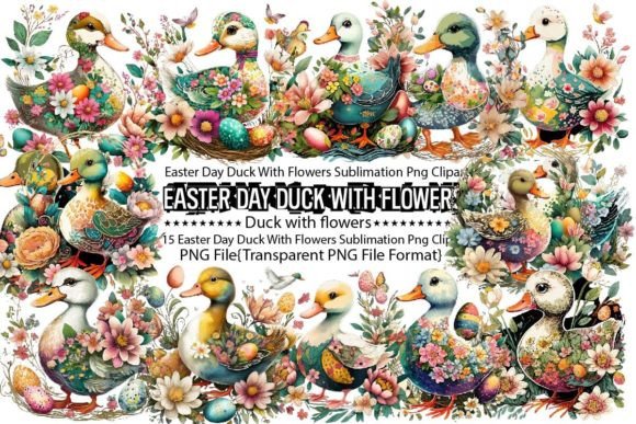 Download Easter Day Duck with Flowers Sublimation - Sublimation Collection
